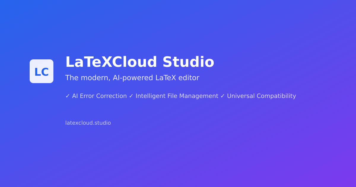 LaTeX Cloud Studio editor interface
